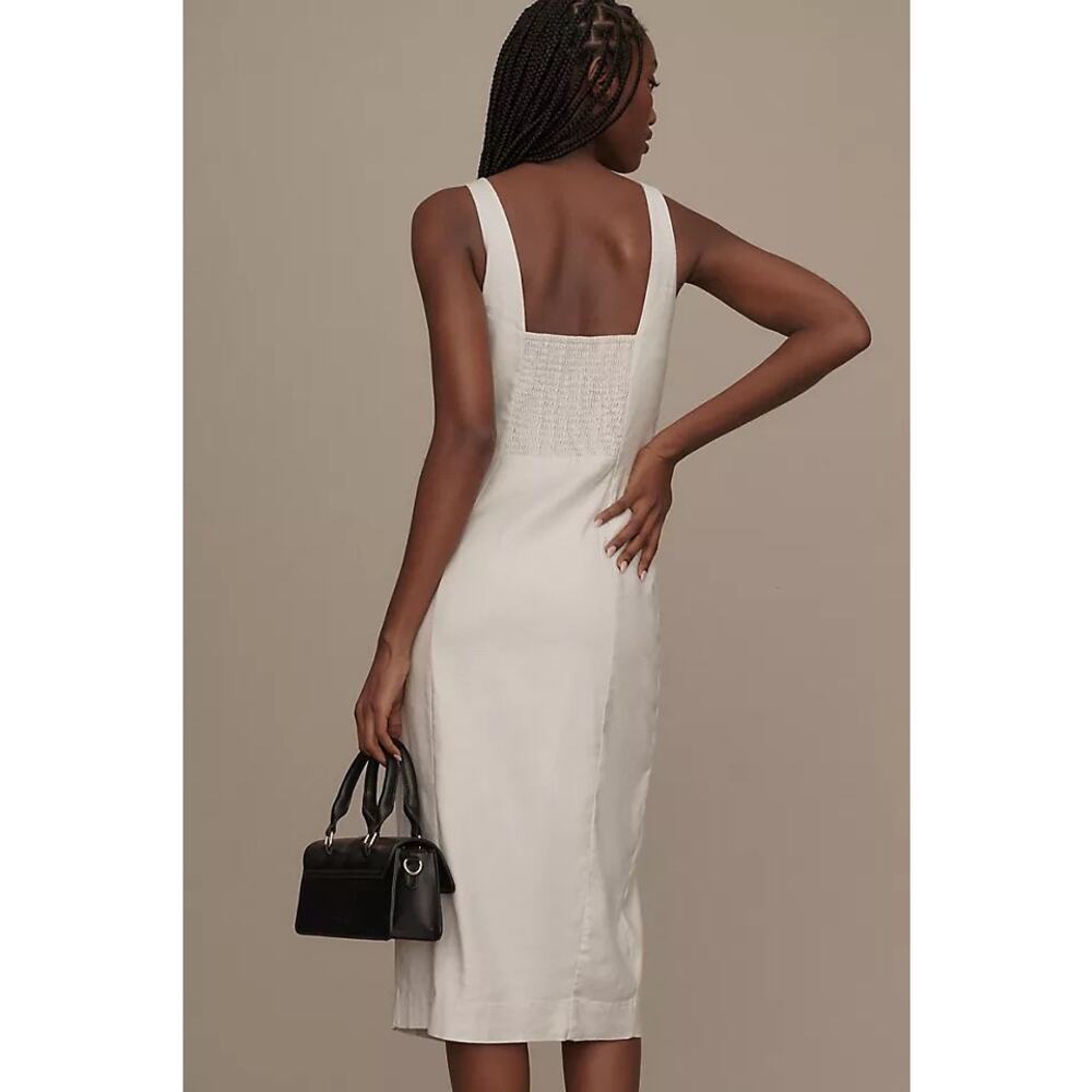 Anthropologie Cream Button-Accent Midi Dress - Picture 2 of 10